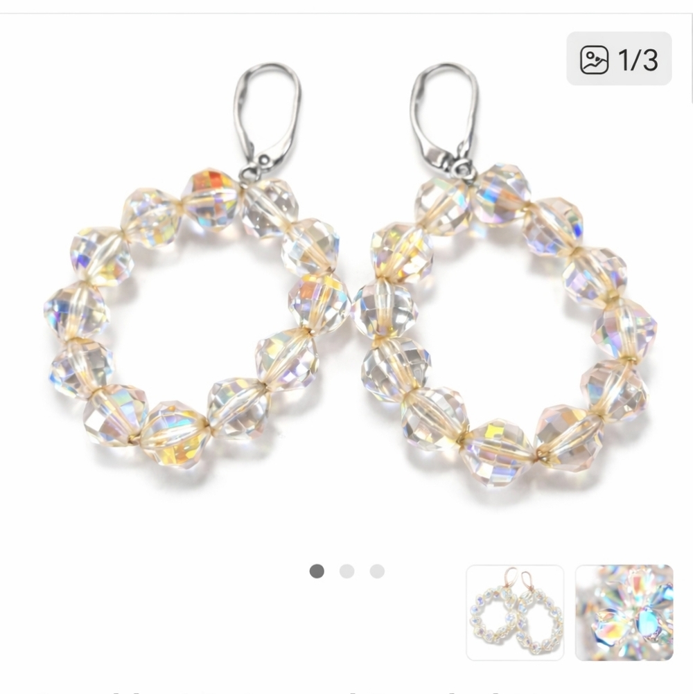 Vintage Sparkly Crystal Beaded Hoop Earrings | Vintage Glam Statement